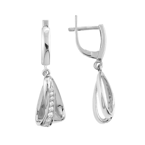 

Серьги подвески из серебра Balex Jewellery 2441910055, фианит, 2441910055