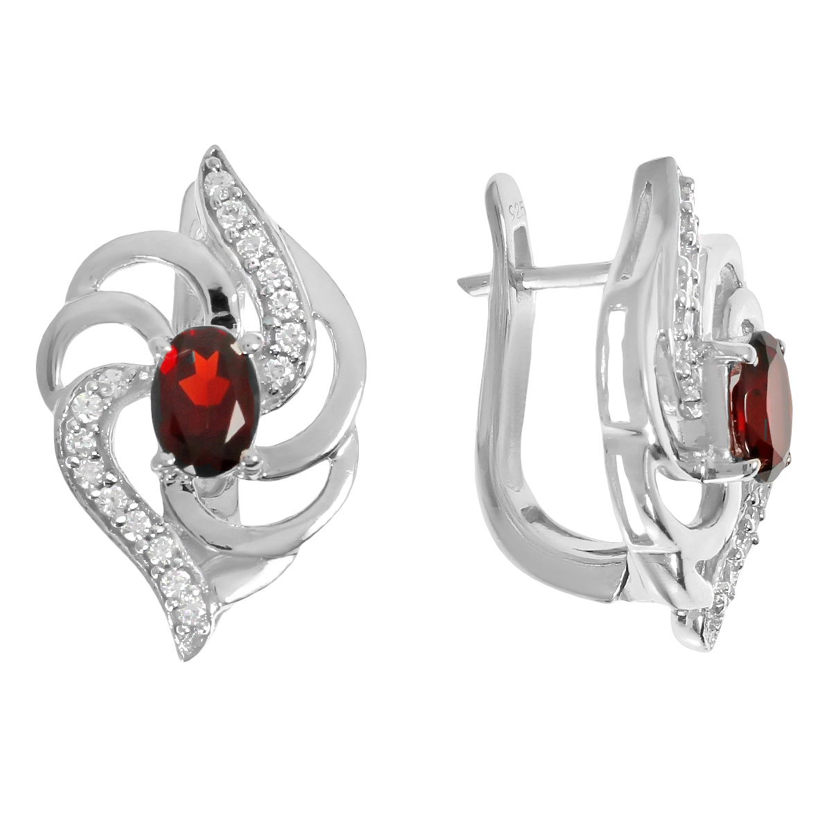 

Серьги женские из серебра Balex Jewellery 2454930058, гранат/фианит