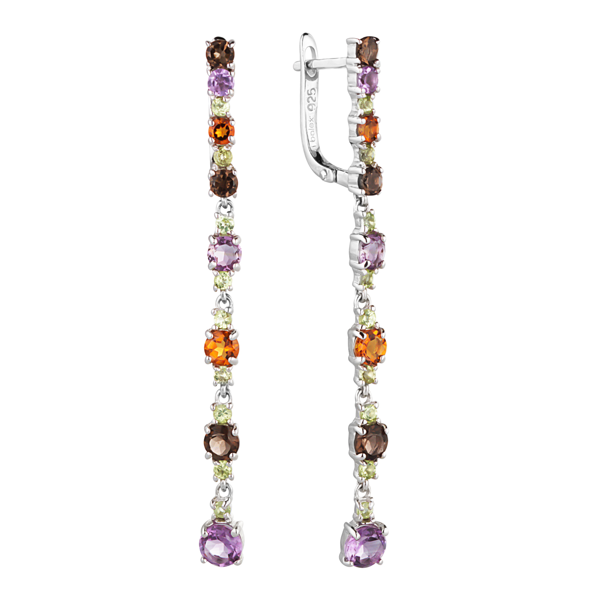 

Серьги женские из серебра Balex Jewellery 2457930049, аметист/раухтопаз, 2457930049