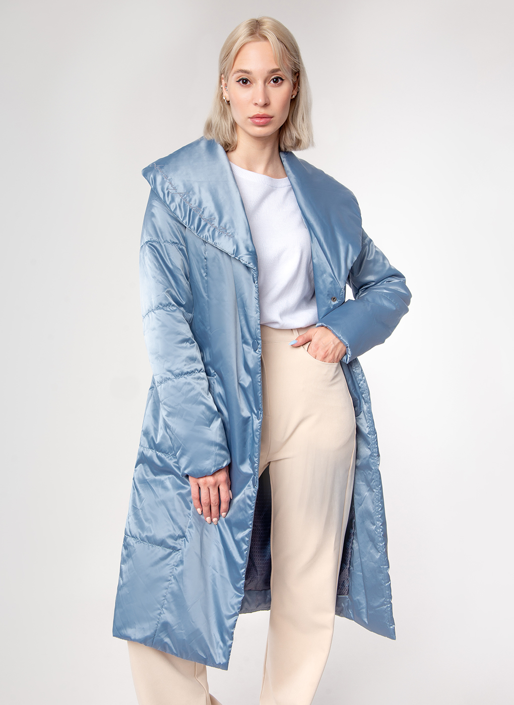 Пальто женское Каляев 38995 голубое 42 RU