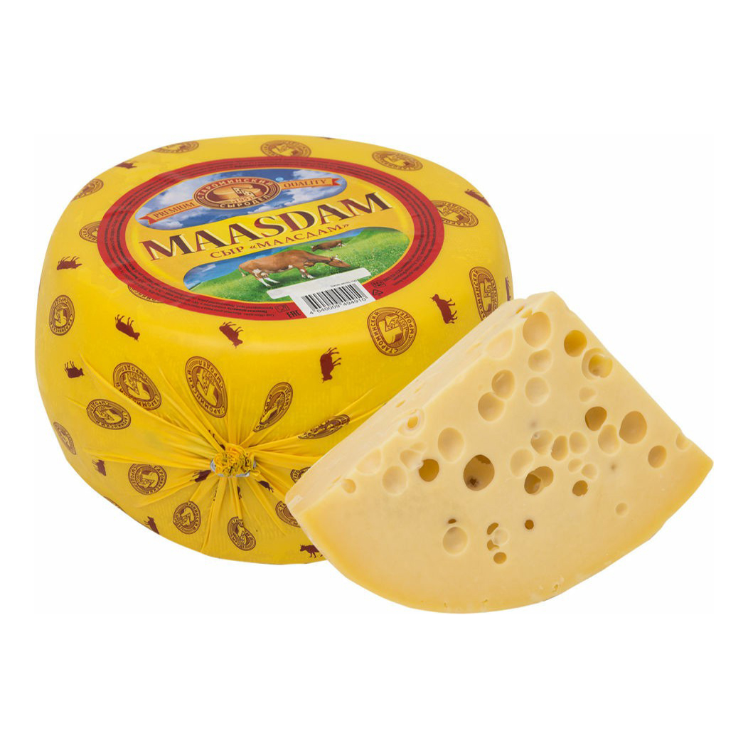 Сыр полутвердый Староминский Сыродел Маасдам 45% +-300 г