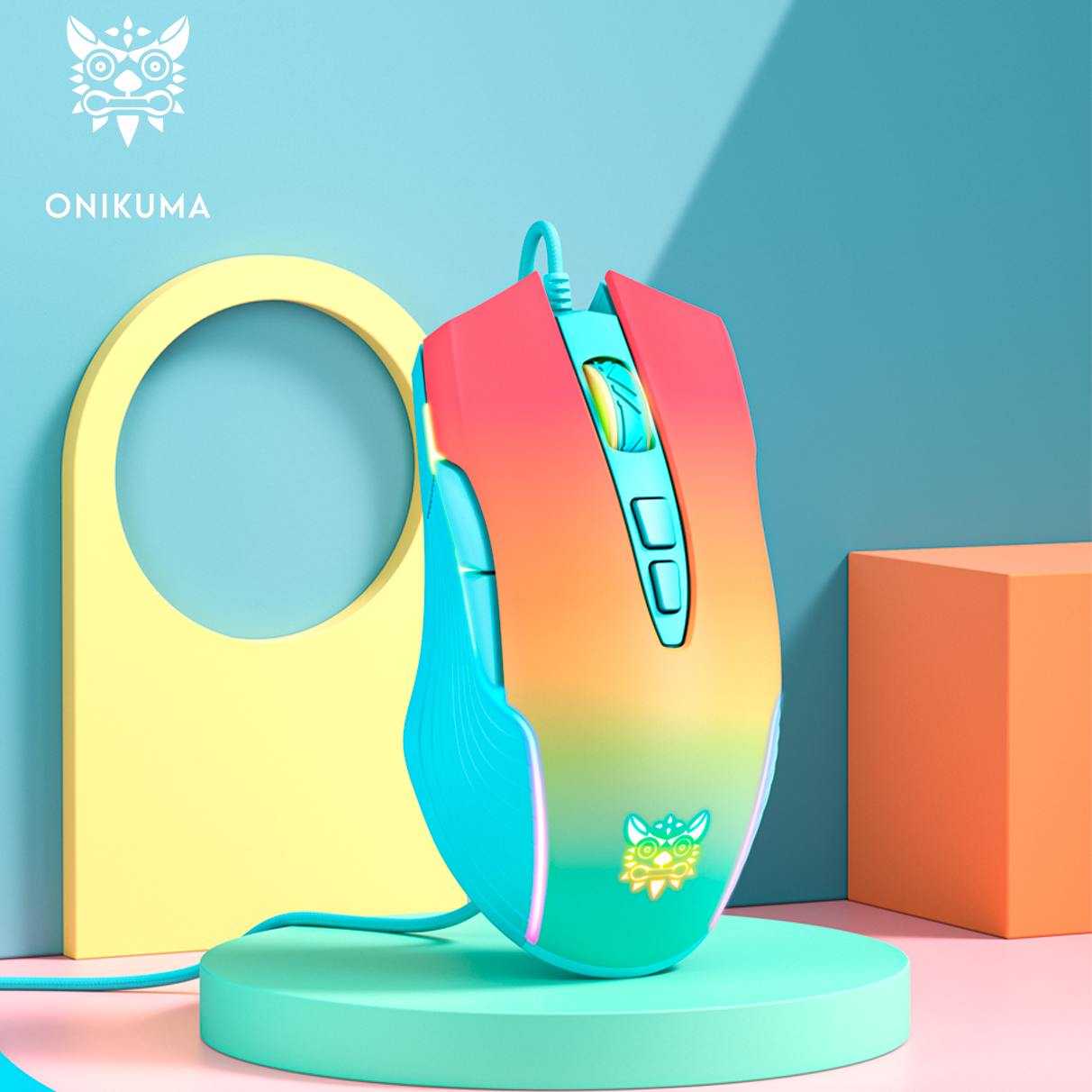 Проводная игровая мышь Onikuma Color Twist голубой (CW905)