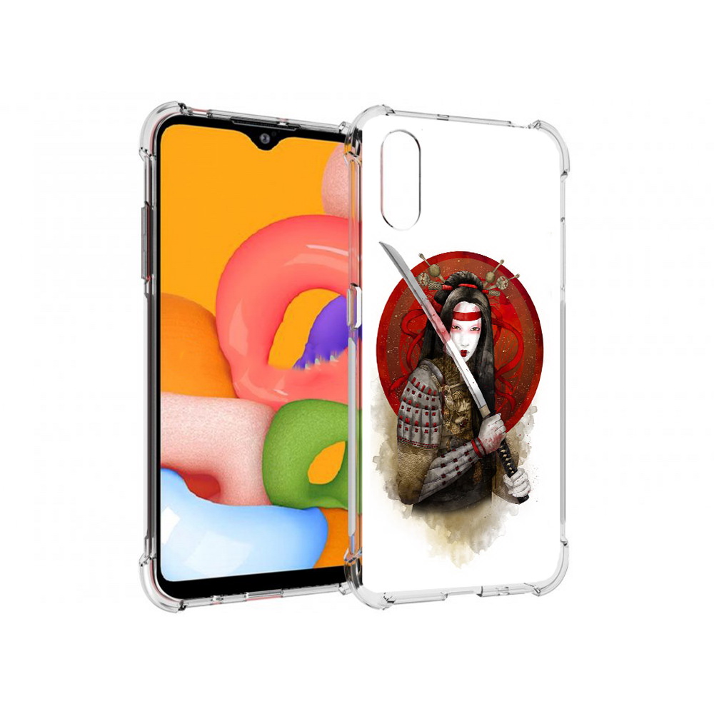 

Чехол MyPads Tocco для Samsung Galaxy A01 рисованная девушка с катаной (PT144711.509.580), Прозрачный, Tocco
