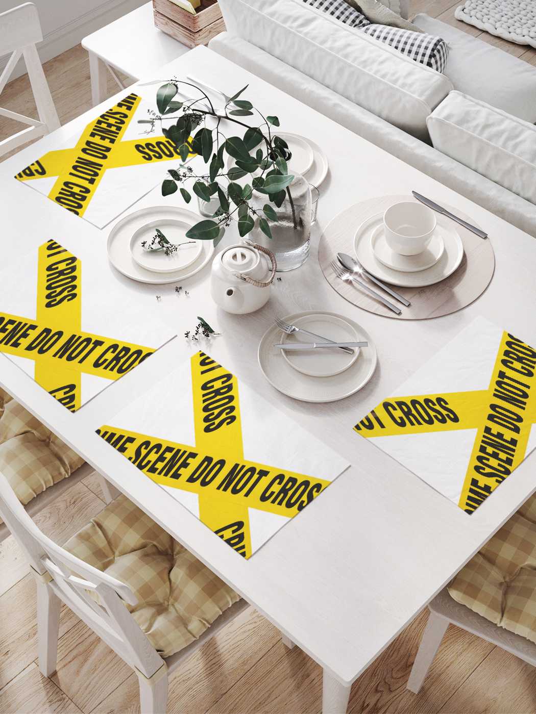 

Комплект салфеток JoyArty "Место преступления, не входить" (32х46 см, 4 шт.), Розовый