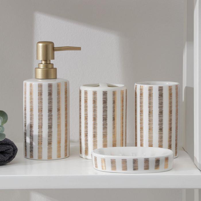 

Набор аксессуаров для ванной комнаты Мокко, 4 предмета, белый