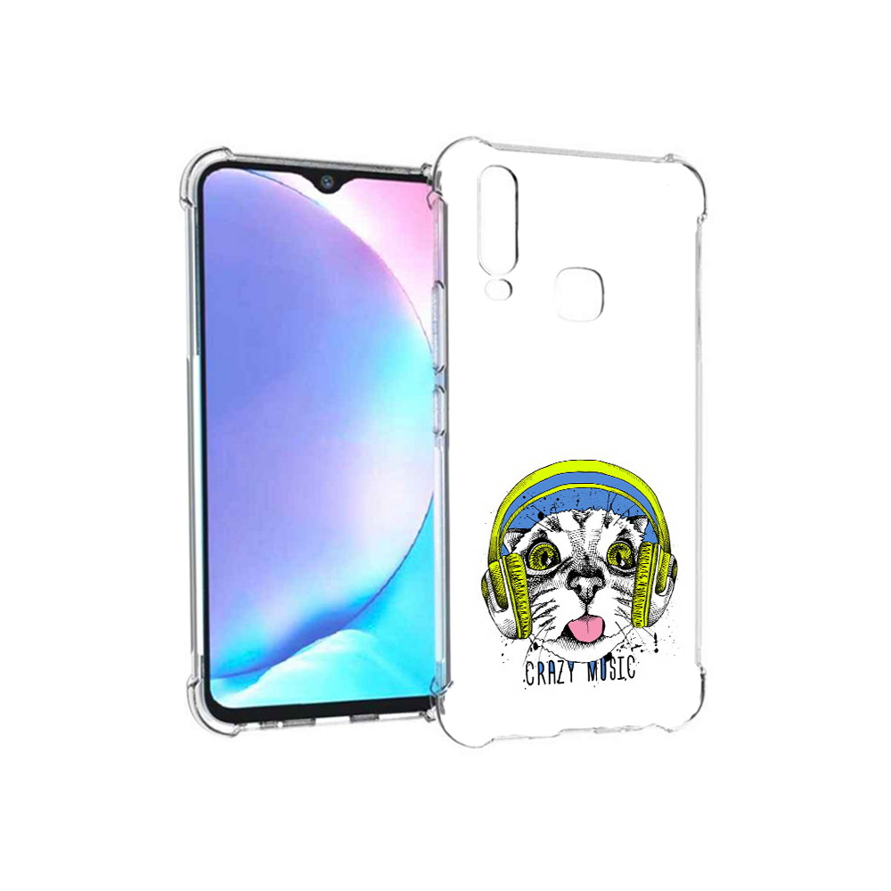 Чехол MyPads Tocco для Vivo Y17 кошка в наушниках рисунок (PT136369.382.403)