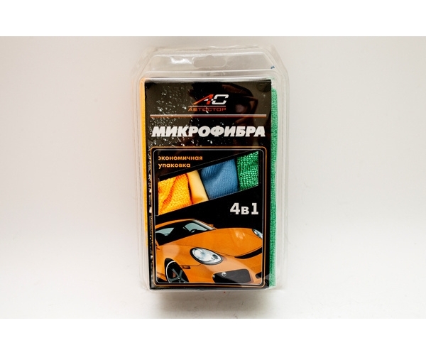 Салфетка автомобильная Автостор РК004, микрофибра, 4 шт.