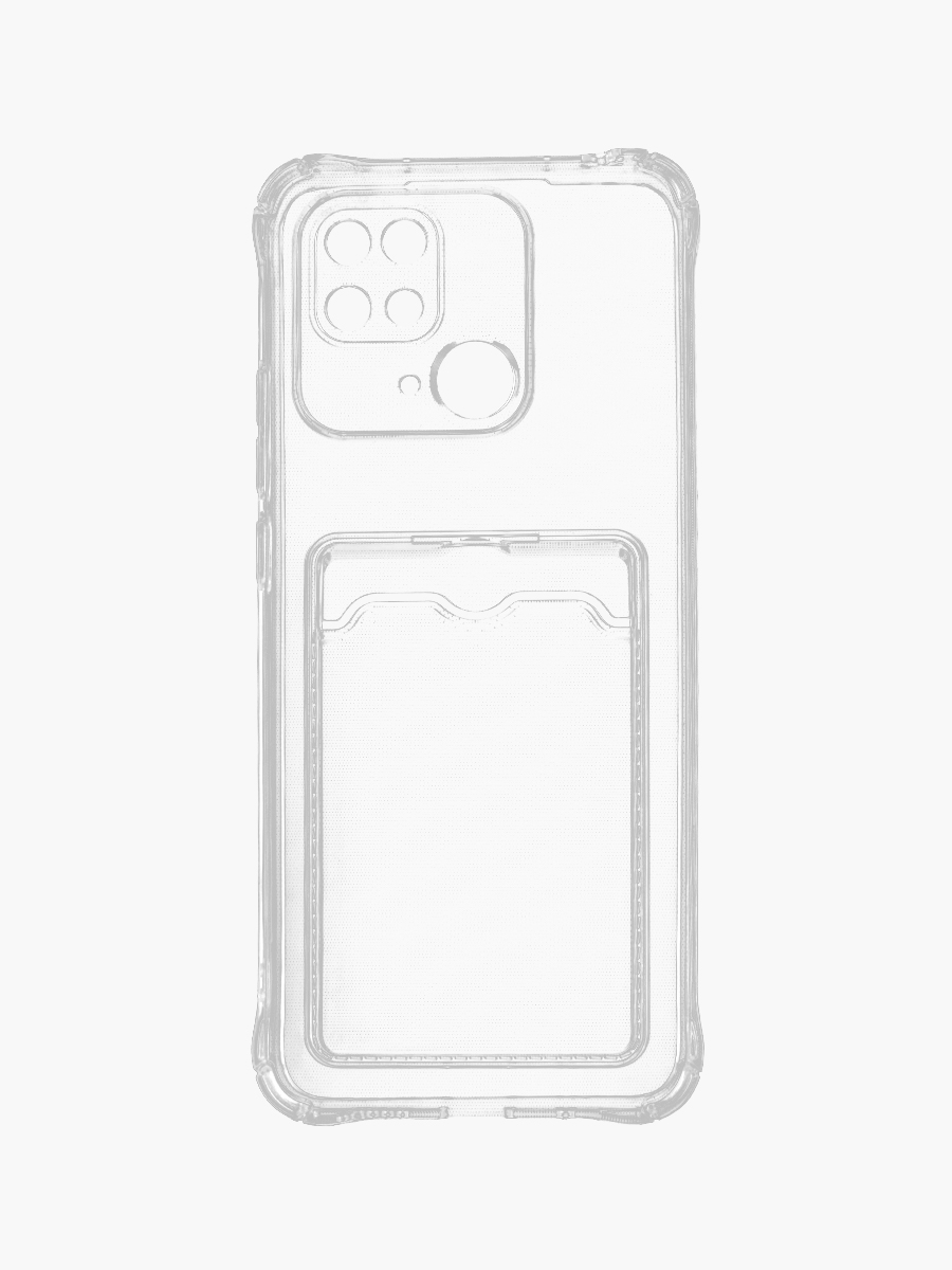 Чехол для Xiaomi Redmi 10C С Картхолдером, Прозрачный, С Принтом Ёж Среди Васильков