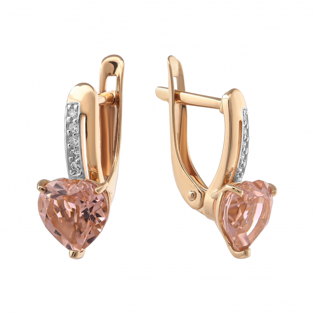 

Серьги из красного золота с бриллиантом Золото Дисконт 038219038, 038219038