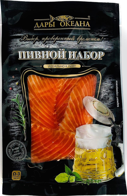 

Форель Дары океана Пивной набор, слабосолёная, охлаждённая, в вакууме, 150 г
