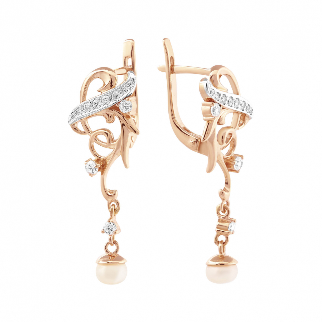 

Серьги из красного золота с жемчугом Золото Дисконт 110821705пд, 110821705пд