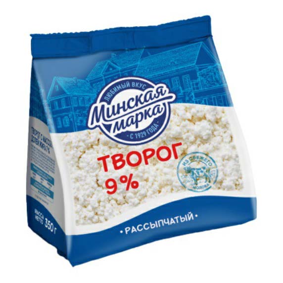 Творог рассыпчатый Минская марка 9% БЗМЖ 350 г