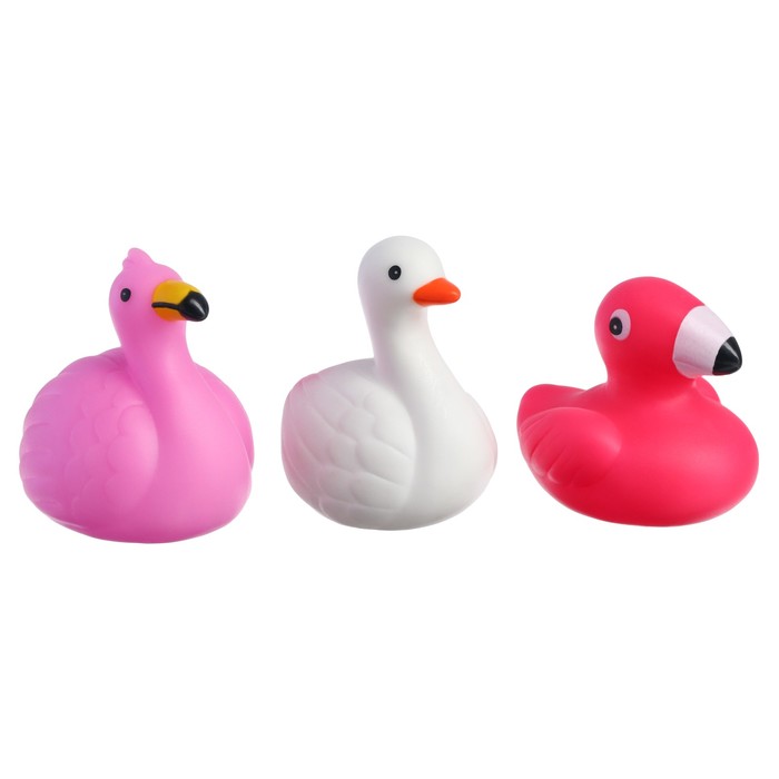 Набор игрушек для ванны Крошка Я Фламинго и лебеди, 3 шт