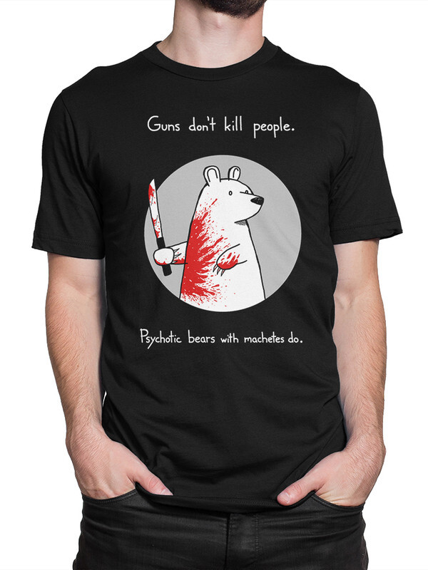 

Футболка мужская Dream Shirts Оружие Не Убивает Людей - Медведи с Мачете убивают черная XS, Оружие Не Убивает Людей - Медведи с Мачете убивают