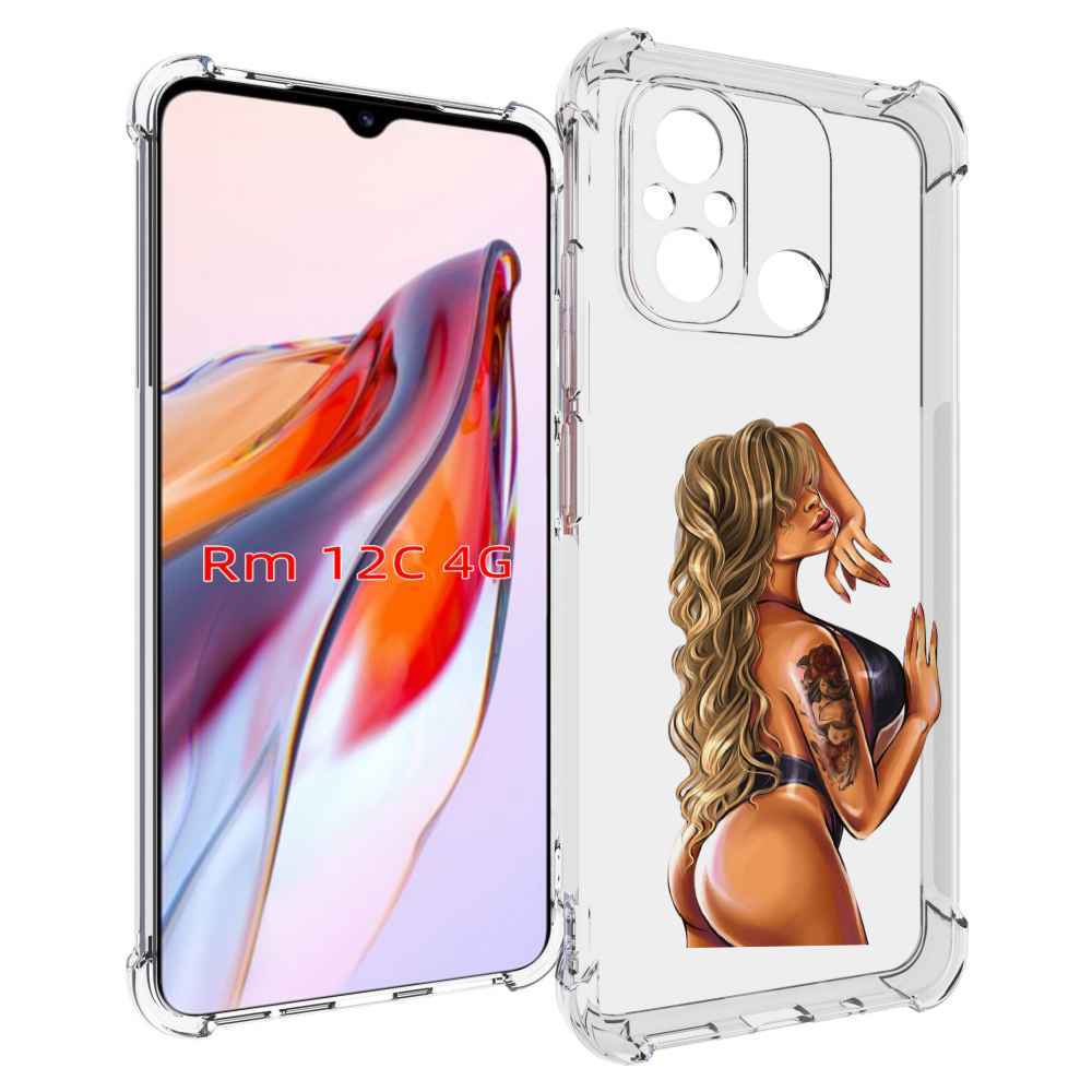 Чехол MyPads девушка-в-черном-кожаном-купальнике женский для Xiaomi Redmi 12C / Poco C55