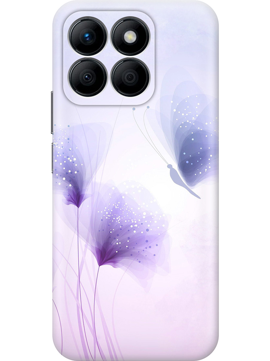 

Силиконовый чехол на Honor X8b с принтом "Бабочка и фиолетовые цветы", Прозрачный;фиолетовый, 781973223