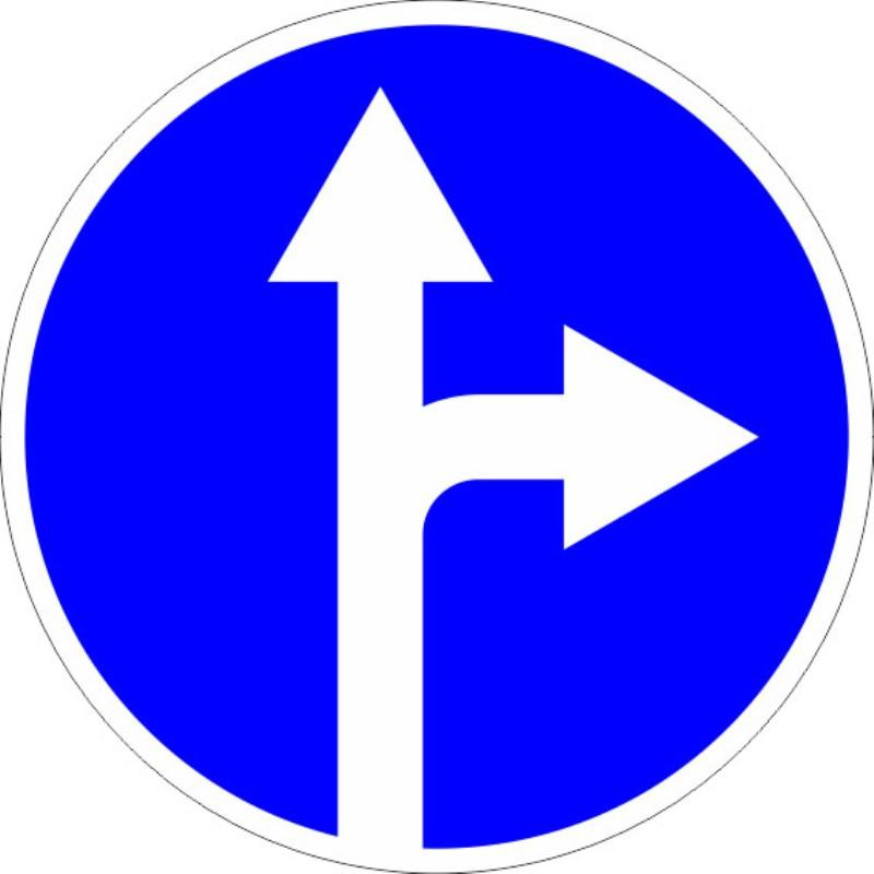 Знак дорожный 4.1.4 Движение прямо или направо