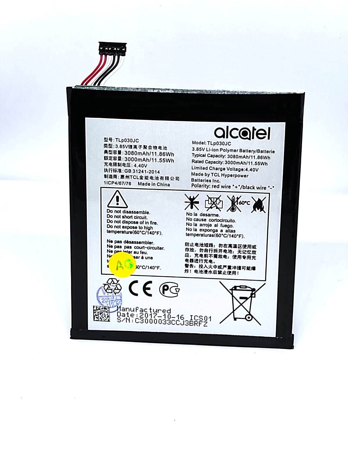 

Аккумулятор для телефона TLp030JC Alcatel A3 XL 9008D мАч 3080