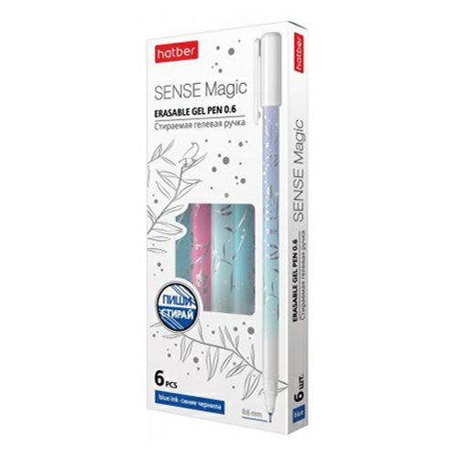 Набор ручек гелевых Hatber Sense Magic GP_065485, синяя, 0,6 мм, 6 шт. в ассортименте
