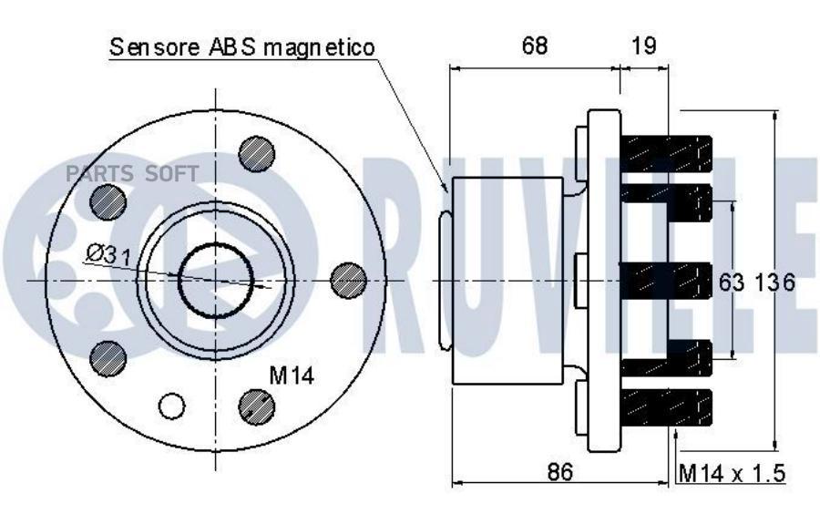 

221358 к-кт подшипника ступицы передней \ Ford Galaxy/S-Max 06>