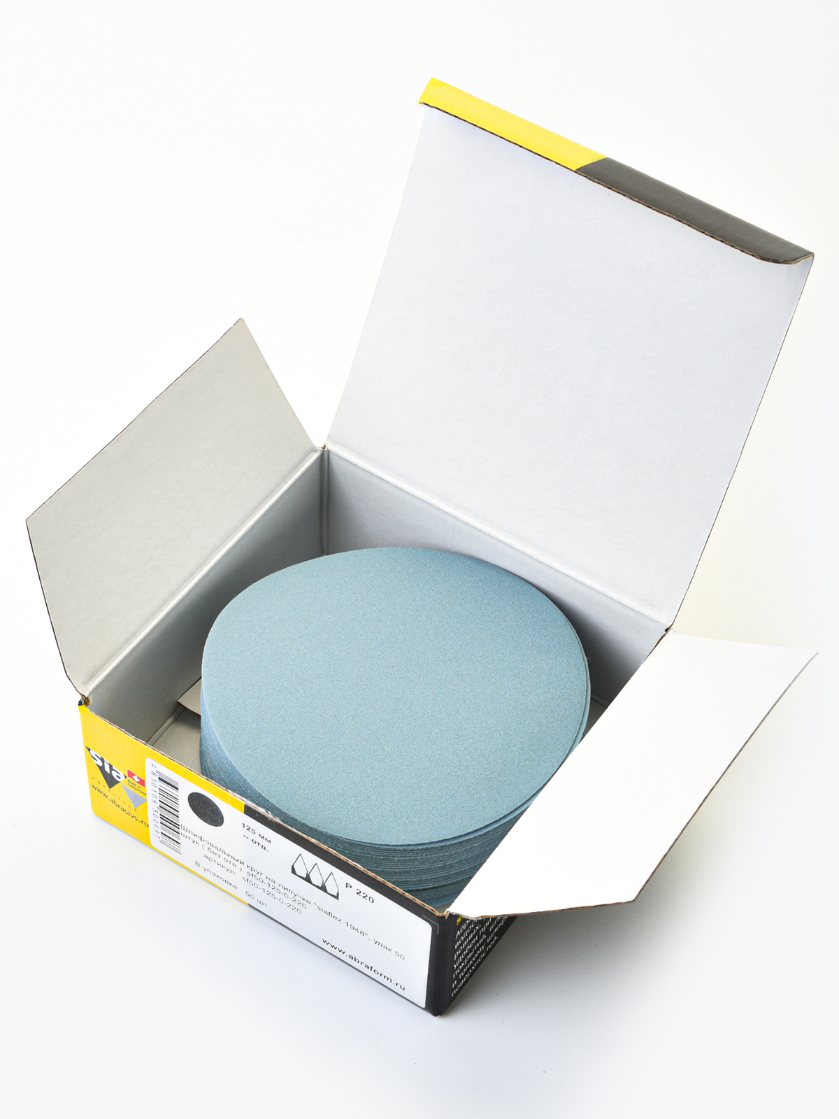 

Круг шлифовальный на липучке Sia Abrasives "siaflex 1948" 50шт 125 мм 0 отверстий Р220, SF50-125-0-220