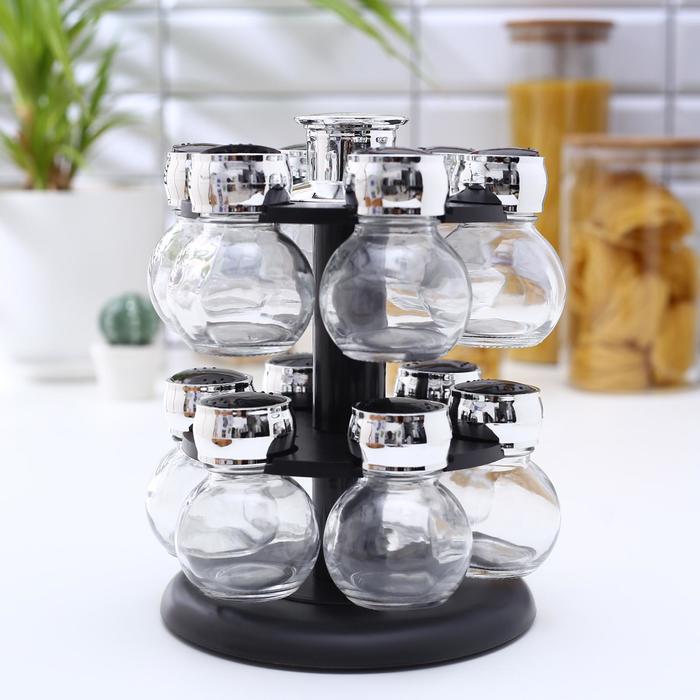 

Набор для специй «Бабл», 18x18x22 см, 12 шт, Прозрачный;серебристый