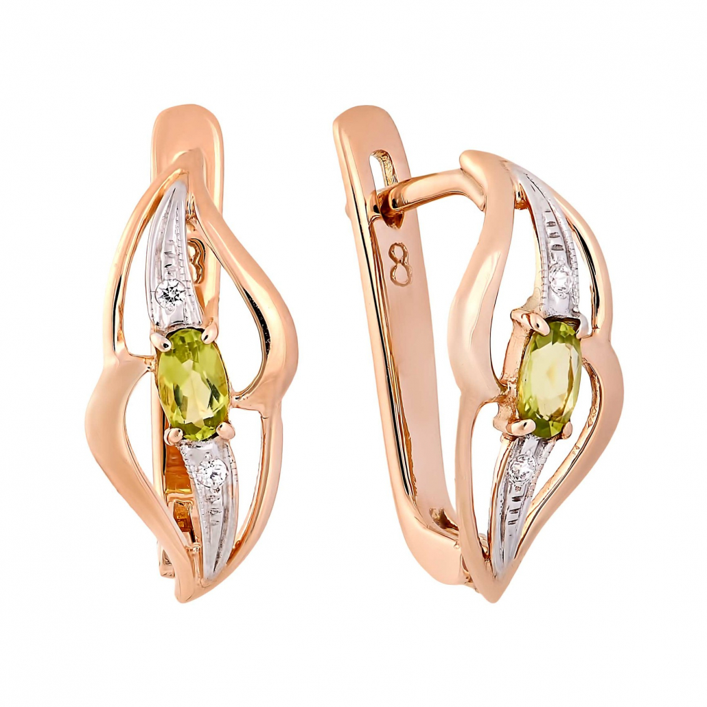 

Серьги из красного золота с хризолитом Золото Дисконт 200821506пд, 200821506пд