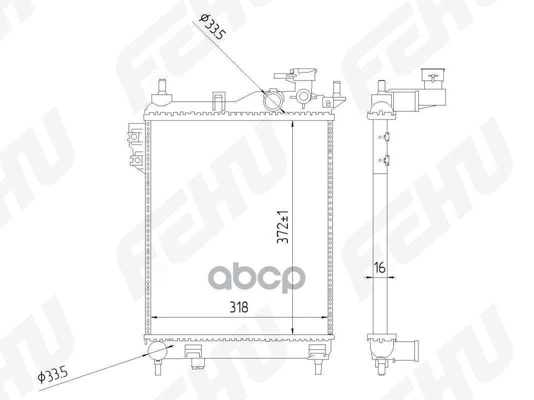 

FEHU Радиатор охлаждения Hyundai Getz 02- 1.1/1.3/1.4