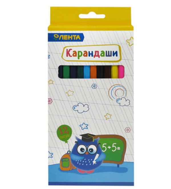 

Карандаши цветные Лента Kids 12 цветов, Разноцветные