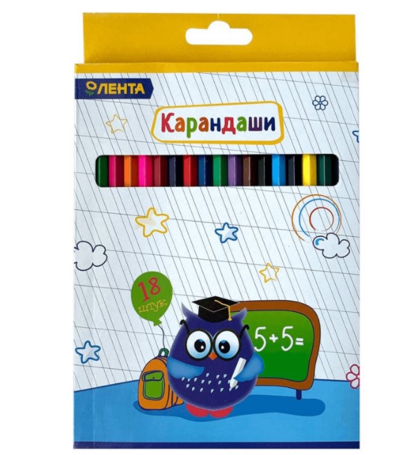 

Карандаши цветные Лента Kids 18 цветов, Разноцветные