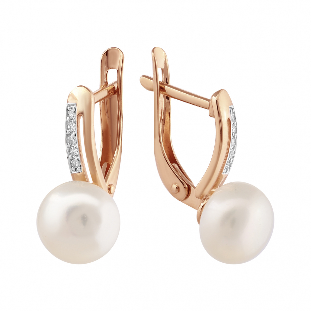 

Серьги из красного золота с бриллиантом Золото Дисконт 210921136, 210921136