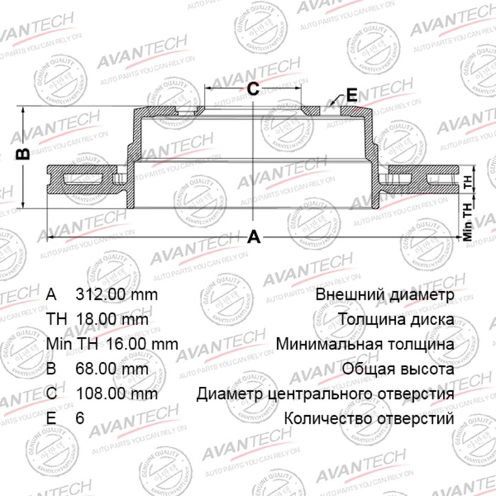 

Диск тормозной AVANTECH RR TOYOTA-LAND CRUISER 150