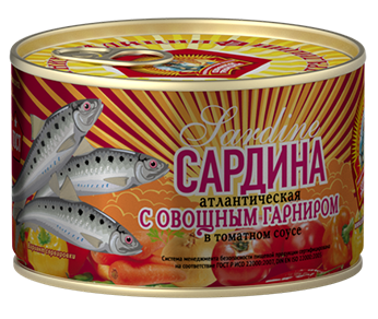 

Сардина Сохраним традиции атлантическая в томатном соусе с овощным гарниром 240 г