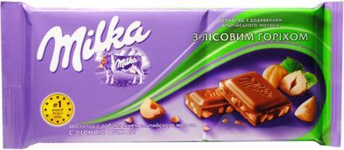 Шоколад Milka молочный с лесными орехами