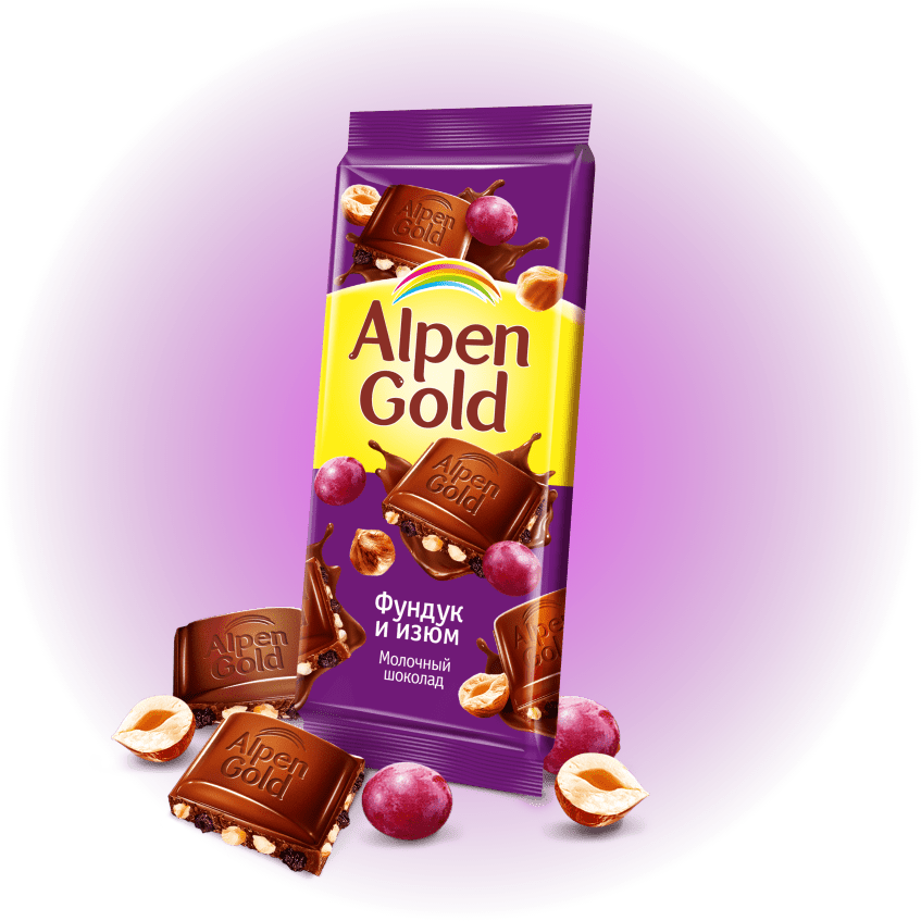 Шоколад Alpen Gold 90гр молочный фундук