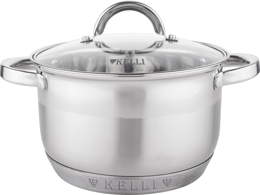 

Кастрюля Kelli 4712-16 объем 2.1л нержавеющая сталь индук, дно 5-ти слойное капсульное, Серебристый, 4712-16
