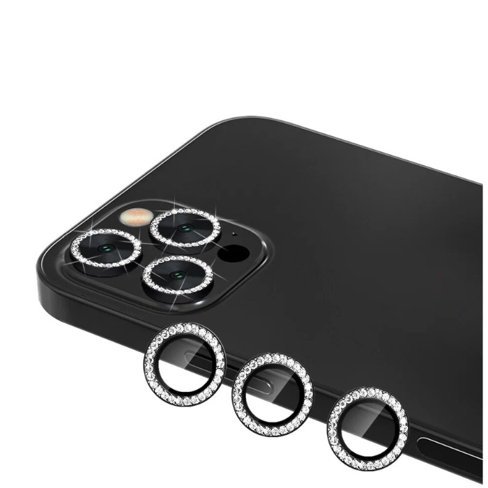 

Защитное стекло камеры iPhone 11 Pro/11 Pro Max/12 Pro со стразами (чёрный)