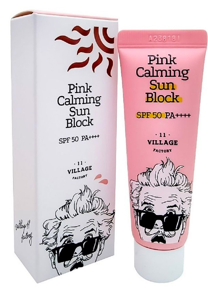 Крем Village 11 Factory Pink Calming Sun Block SPF50+ PA++++ успокаивающий солнцезащитный тонирующий крем omniplex blossom glow toner 80055 pink розовый 100 мл