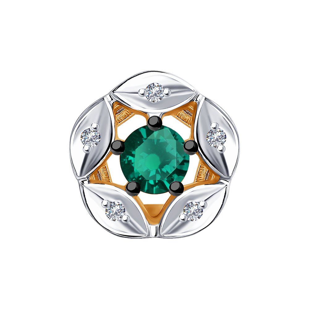 фото Подвеска из красного золота с бриллиантом/изумрудом diamant 51-230-00587-2