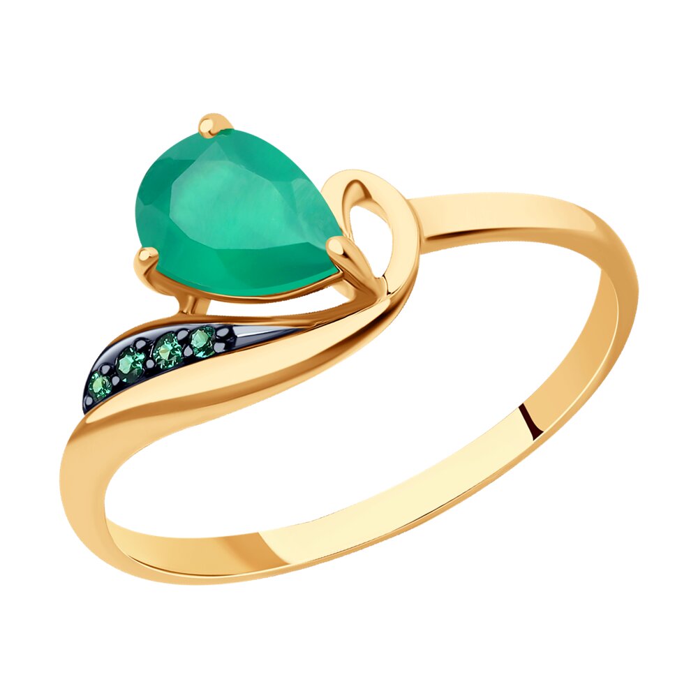 

Кольцо из красного золота р. , Diamant 51-310-01562-3, агат/фианит, 51-310-01562-3