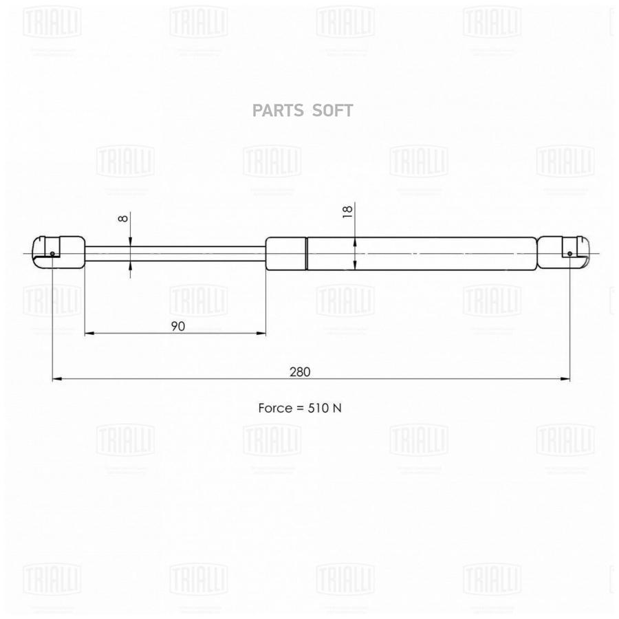 

TRIALLI GS 1014 Упор газовый (амортизатор) крышки багажника, Черный