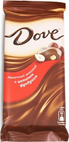 Шоколад Dove молочный с целым фундуком 90 г 175₽