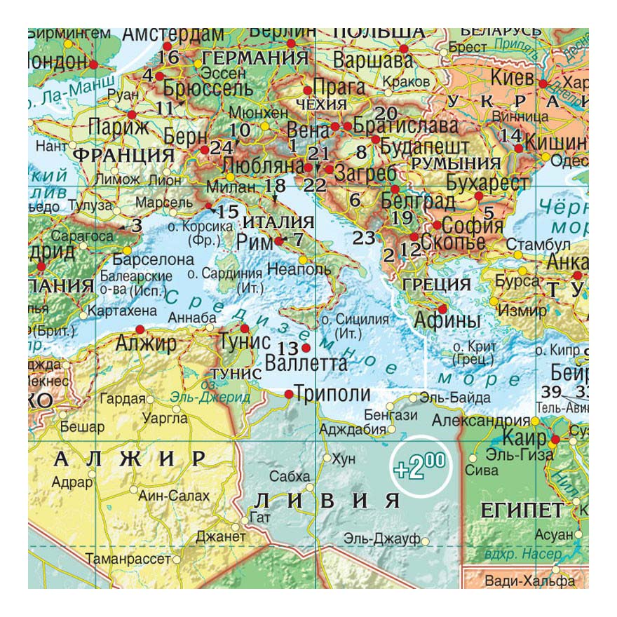 фото Карта политическая и физическая настольная мир ламинированная 1:69; 1:55,3 млн 58 х 41 см геоцентр