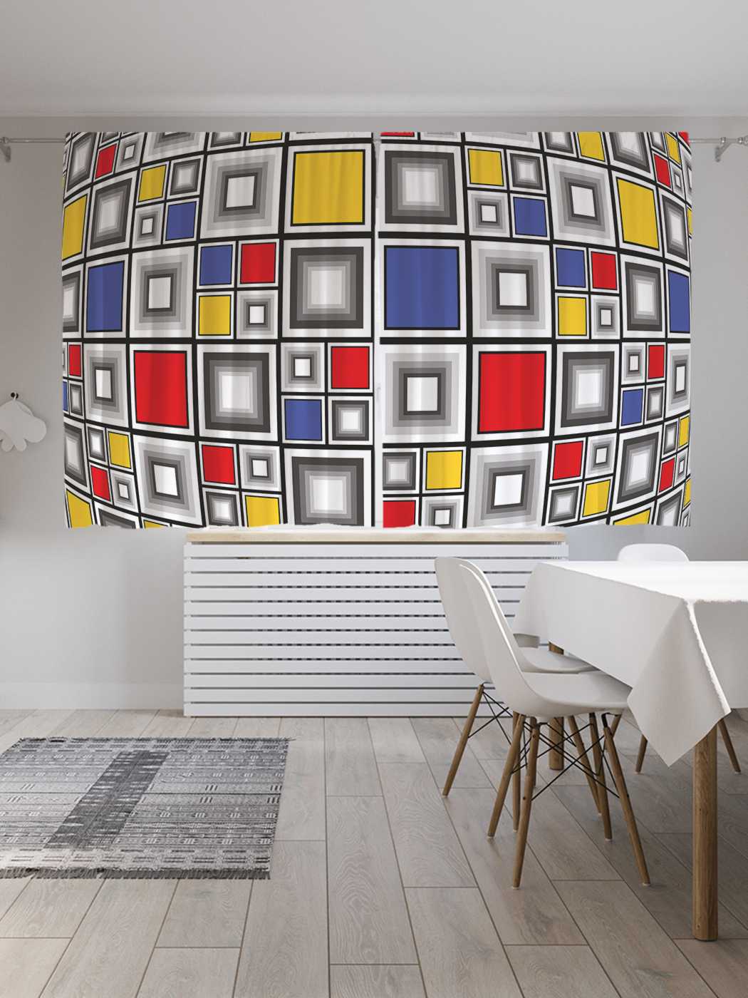 фото Шторы с фотопечатью joyarty "шар с кубиками" из сатена, 290х180 см