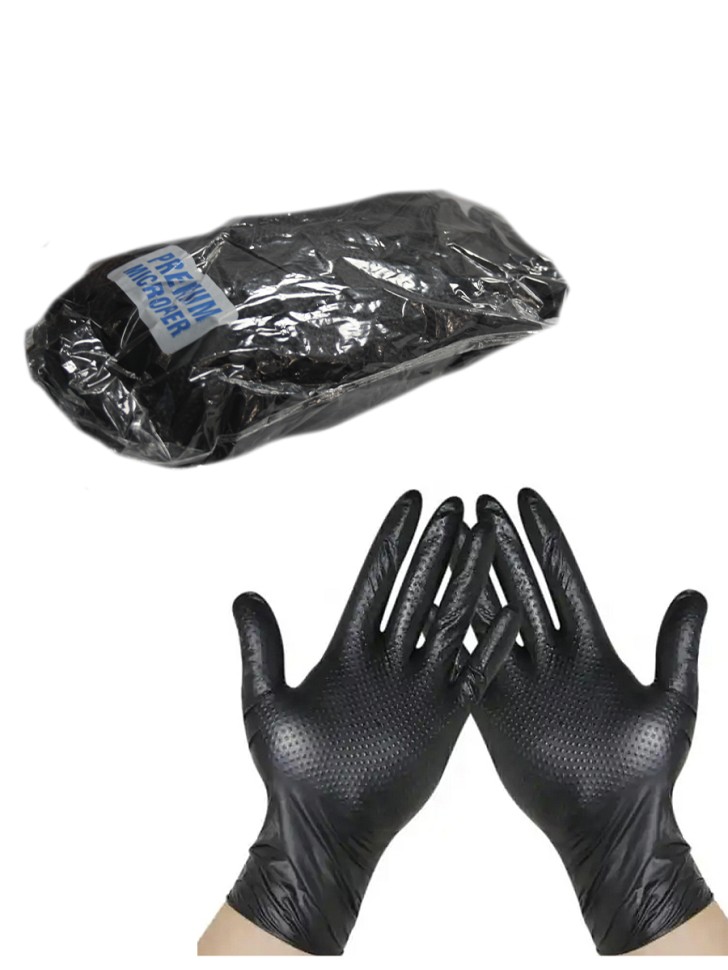 Перчатки нитриловые Dry Monster нестирильные универсальные плотные L, черный, 10 пар