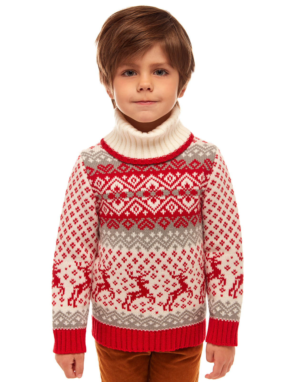 

Свитер детский Scandica Baby Deers белый/темно-красный р. 110-116, 35-1RB