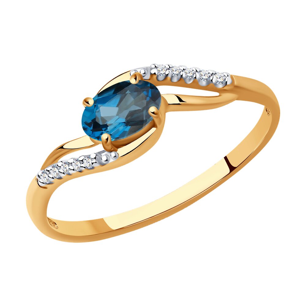 

Кольцо из красного золота с топазом/фианитом р 16 SOKOLOV 714122, 714122