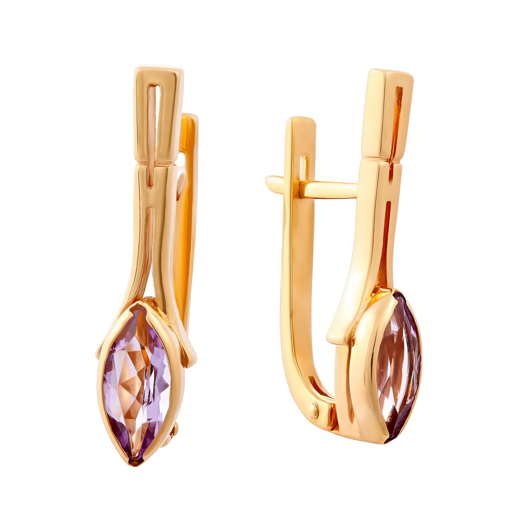 

Серьги из красного золота с аметистом Золото Дисконт 3003-305-054, 3003-305-054