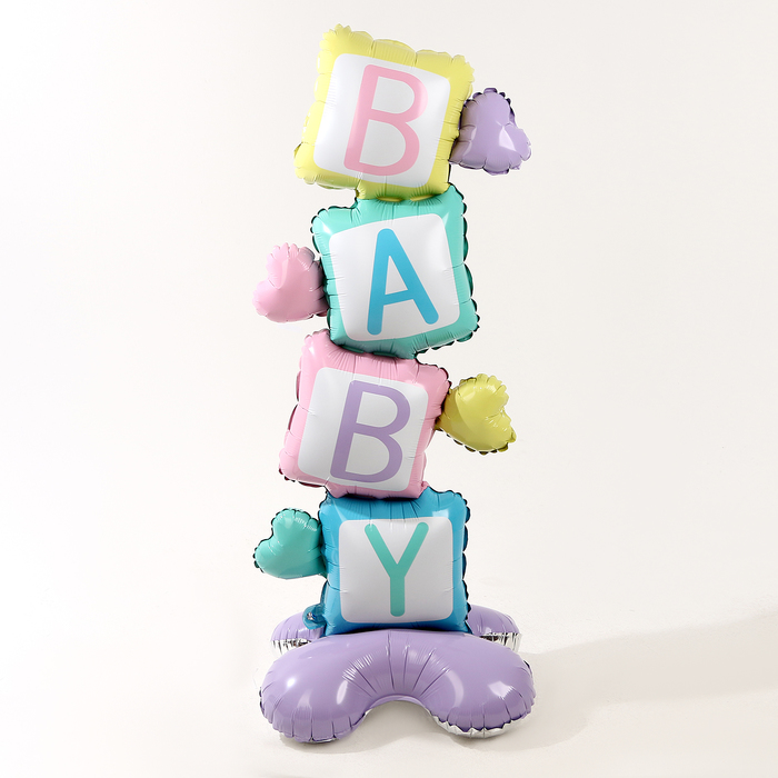 

Шар фольгированный 62" «Кубики — BABY» на подставке, под воздух, Разноцветный