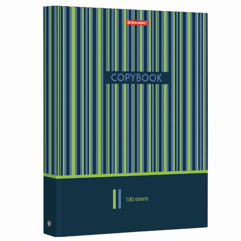 Тетрадь на кольцах БОЛЬШАЯ А4 (225х300 мм), 100 л., клетка, Brauberg, Полосы, 403273, 3 шт